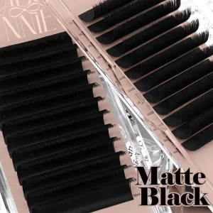 Korean PBT Matte Black Russian Volume Lash Extensions Premium Cashmere Individual Trays Private Label Soft Supplies