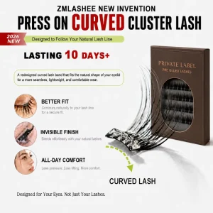 Korean PBT Pre Glued Cluster Lashes Long Lasting Press On Under Lashes Self Adhesive Clusters Lashes Curve Lash Clusters