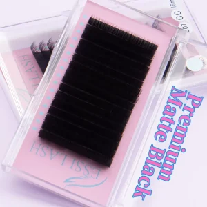 Korean PBT Private Label Soft Matte Dark Black Mega Volume Lash Tray Eyelash Extensions 0.03 0.05 Lashes Extension