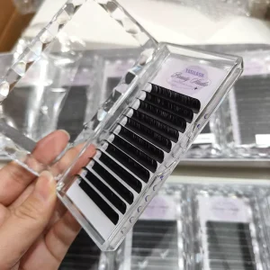 Korean PBT Private Label Soft Matte Dark Black Mega Volume Lash Tray Eyelash Extensions Cashmere Lashes Extension