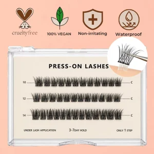 Korean PBT Self Adhesive Eyelash Extensions Custom Logo Private Label DIY Segment Press On Natural Fluffy Lash Kit