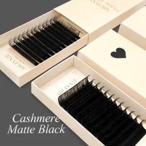 Korean Pbt Fiber Eyelashes Trays Velvet Lash Extensions Individual Cashmere Lash Extensions Dark Matte Volume Lash Trays