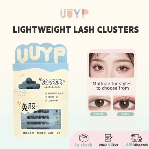 Korean Segmented False Eyelash Extensions Wispy No-Glue Self-Adhesive Comic Spire Manga Lashes