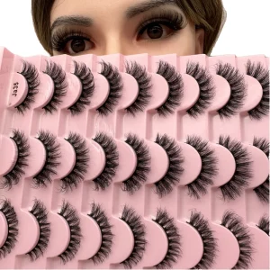 Korean Style Almond Pattern Design Human Hair Full Strip Eyelashes Cosmetics Product