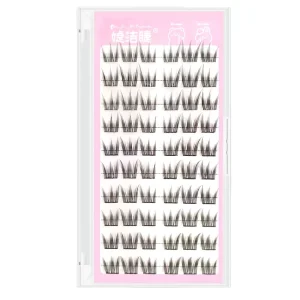 Korean Style Girl Group Rich Girl False Eyelashes Glue Free Self Adhesive Natural Curling Segmented Lazy Three Step Synthetic