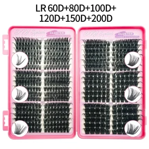 Korean Style with Spikes Clusters Thin Stem Wispy Individual Eyelashes Soft Mink Effect Lash Trays for Salon
