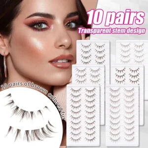 Korean style Comic Eye Lashes Brown Comic Natural Comic Eye Look Makeup Long Curly Date Photo Shoots