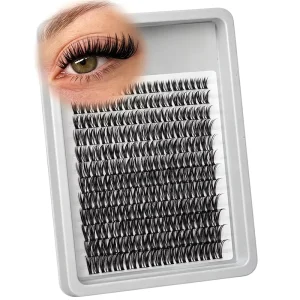 L Curl Fluffy Cat Eye Self-Adhesive Cluster Eyelash Set PBT Synthetic