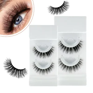 L064 Faux Mink Hot Melt Pair False Eyelashes Can Be DIY Swan like Soft Reusable Cruelty Free Handmade Black Cotton Band 0.05mm