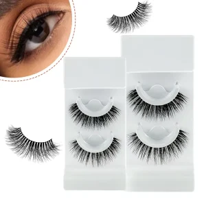 L077 Handmade Synthetic Hair 0.07MM Thickness High Quality Full Strip Lashes 3D Effect Dramatic Black Cotton Band Reusable