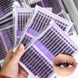 LAKANAKU 168 Fans Diy Cluster Lashes Cat Eye Lashes Invisible Band Premium Mink Manga Lash Clusters