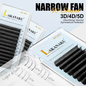 LAKANAKU 3D Lashes Smaller Spacing 3D W Shape Eyelash Extension Premade Volume Fan Lashes Natural Soft Narrow 3D W Lashes