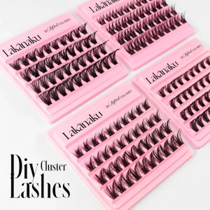 LAKANAKU DIY Eyelash Extensions Individual Cluster Lashes Eyelashes Natural Look Cluster Eyelash Volume Luxury Lash Cluster Kit