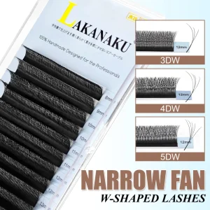 LAKANKU 3D W Shaped Soft Lash Extension Supplies 0.07 Eyelashes Natural Makeup Easy Fan Y Clusters Private Label