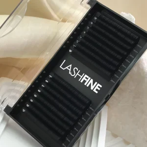 LASHFINE Jet Black Eyelash Extension 20Mm D Curl Mink Matte Cashmere Russian Volume Lashes Extension