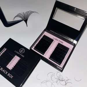 LASHFINE Velvet Volume Eyelash Extensions Supplies Private Label Individual Lash Trays Dark Matte Black Cashmere Lash Extensions