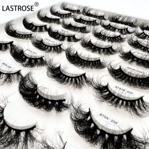 LASTROSE 25mm Faux Mink Eyelashes Russian Curly Eyelashes Fluffy Faux Mink Eye Lashes False Eyelashes Vegan Lashes
