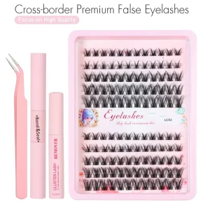 LC02 Fox Eye Camellia Cluster Lashes DIY Wispy Spiky Individual Segment Eyelash Extensions Thin Band