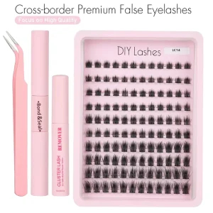 LC14 Spiky Cluster Lashes DIY Wispy Individual Segment Eyelash Extensions Thin Band 60 Rows Mixed Length