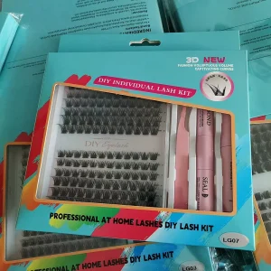 LG12 DIY Eyelash Extension Thick Full Segmented Lashes Kit Waterproof Lash Cluster Kits Custom Box