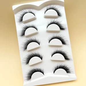 LM 5 Pairs Half Corner Eye Lashes Full Strip Fox Eye Fluffy Silk Eyelashes Customized Packing 3D 5D 6D Cat Eye Faux Mink Lash