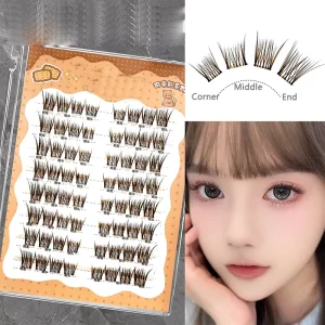 LM Glue Free Self Adhesive Eyelashes Pre Bond Press on False Eyelash Cluster Lashes No Glue Pre Glued Cluster Lashes