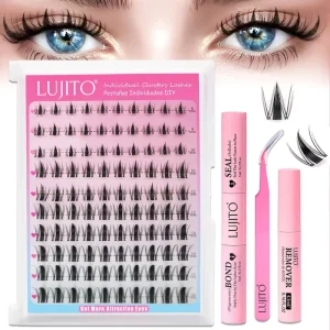 LUJITO C Curl Fairy Lash Clusters Cartoon DIY Eyelash Extension Individual False Lash With 0.05mm Ultra Thin Invisible Lash Band