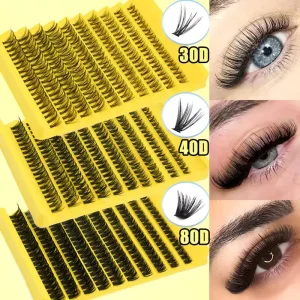 Large Capacity Cat Eye Faux Mink Lash Clusters Book 32 Rows Mixed Density 30D-100D Fluffy DIY Eyelash Extensions