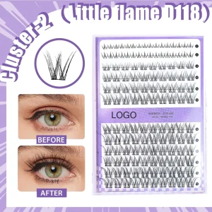 Large Capacity Cluster 2 False Eyelash Set Photogenic Purple Segmented DIY Self grafting Individual Lashes