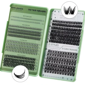 Large Capacity DIY False Eyelash Extensions Natural Thick D-Curved Segmented Single Cluster Hair