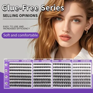 Large Capacity Glue free Self adhesive Semi handmade Thin Soft DIY Gradient Segmented Cluster Customizable False Eyelashes Set