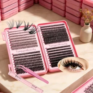 Large Capacity Handmade DIY Cluster Lash Book 32 Rows Four-fold 640 Clusters Mixed Length 8-16mm CC/D Curl for Salon
