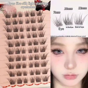 Large Capacity Light Curve Adhesive Free C type Oblique Flying Baby Synthetic Hair Semi Hand Made 12 Rows Sharp Base Eyelashes