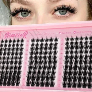Large Capacity Manga Look Wispy Lash Clusters 180Pcs Volume Softness Thin Band Spiky Effect Lightweight Lash Cluster