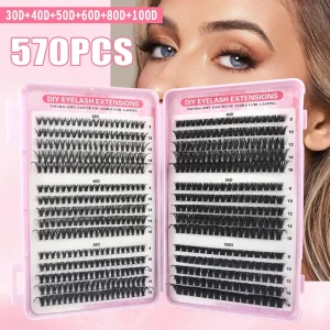Large Capacity Mixed Curl Segment Lash Cluster Kit New Lash Book Premium Silk Hair Natural False Eyelashes