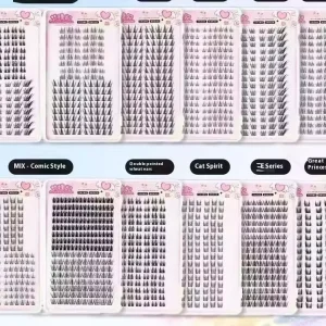 Large Capacity Mixed Eyelash Book Natural Artificial for Upper Eyelash Single Cluster Thin Stem Eyelashes