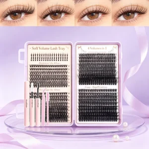 Large Capacity Mixed Lash Book European American Style Fluffy Segmented Lower Lashes 40/60/80/100D Semi Handcrafted Eyelashes
