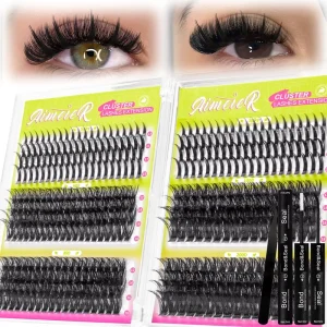 Large Capacity Spike Fluffy Synthetic Eyelash Cluster Kits Lashes 60D 200D Volume D Curl Lash Cluster Kit