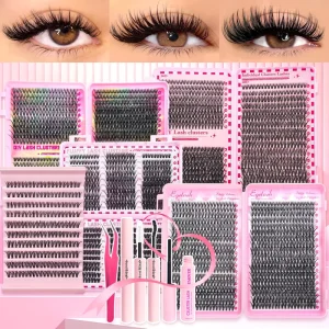 Large Volume Cluster Eyelash Extensions 9 16mm Natural Thick Set