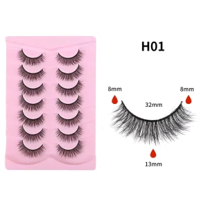Large Volume Self Adhesive False Eyelashes 5D Wispy Fluffy One Piece Strip Lashes Pre Glued DIY Lash Extensions