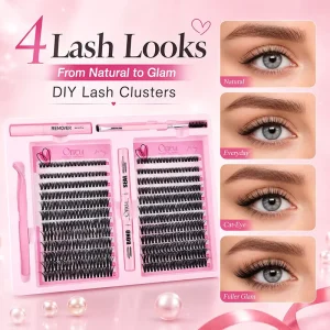 Lash Cluster Book Thick Spiky Individual Lashes Mixed Length DIY Eyelash Extensions Portable Lash Book for Party Makeup