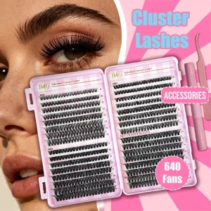 Lash Cluster Kit Custom Logo Self Adhesive Mixed Lengths D Curl Complete DIY Eyelash Extension Kit