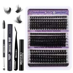 Lash Cluster Kits with 3D Effect DIY Custom Logo Available Eyelash Extension Kit with Glue and Tweezers