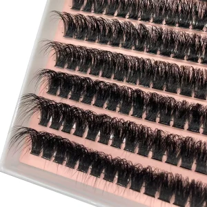 Lash Cluster Vendor Custom Logo Eyelashes Cluster Thick Fluffy Long Cluster Lashes