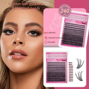 Lash Clusters 100D Eyelash Clusters 10-18mm Thick Volume Manga Lashes with D Curl DIY Fairy Lash Clusters with Spikes