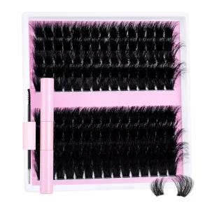 Lash Clusters 150D+200D Volume Eyelash Extension Kit 12-20mm Individual Lashes Lash Bond Seal Tweezers DIY Cruelty Free Plant