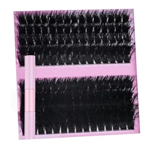 Lash Clusters 150D+200D Volume Eyelash Extension Kit 12 20mm Individual Lashes Semi Hand Made Black Cotton Stalk Bond Seal DIY