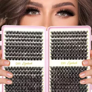 Lash Clusters 150D+200D+300D Thick Volume Eyelash Extensions 12-25mm D Curl Wispy Individual Lashes Cruelty Free DIY Glam