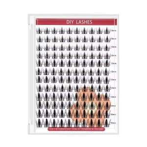 Lash Clusters Kit 10-16mm Mixed Natural D Curl Fairy Lashes Pre-glue Lash Extension Kit Bond and Seal Kit for Self Use DIY