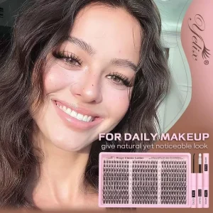 Lash Clusters Kit Comfortable Semi Handmade PBT 0.07MM Natural 300 Pcs Cluster Eyelash Extensions Wispy Fairy Fluffy Anime